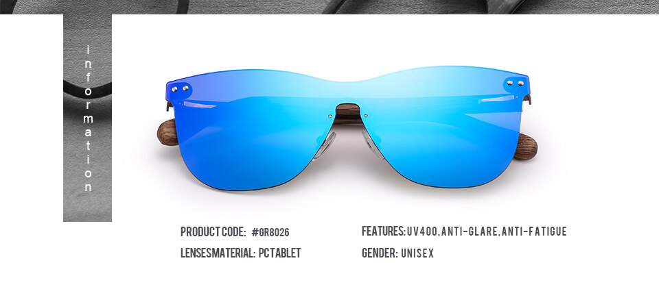 HU WOOD Brand Rimless Sunglasses Men Women Sun Glasses Natural Log Wood Frame Fishing Fishing Goggle Eyewear UV400 GR8026