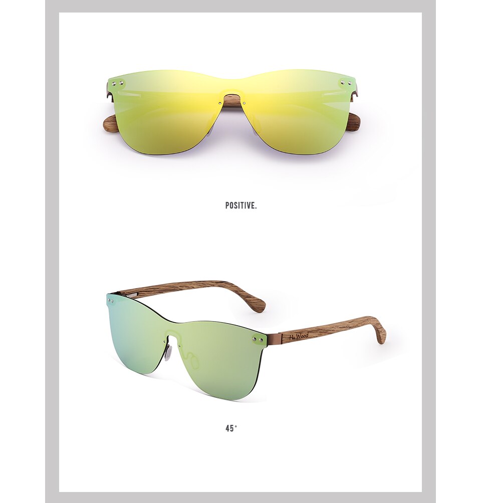 HU WOOD Brand Rimless Sunglasses Men Women Sun Glasses Natural Log Wood Frame Fishing Fishing Goggle Eyewear UV400 GR8026