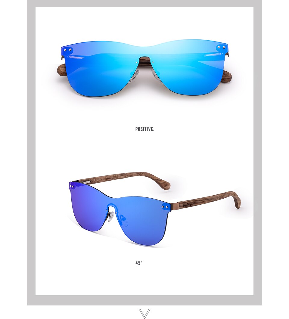 HU WOOD Brand Rimless Sunglasses Men Women Sun Glasses Natural Log Wood Frame Fishing Fishing Goggle Eyewear UV400 GR8026