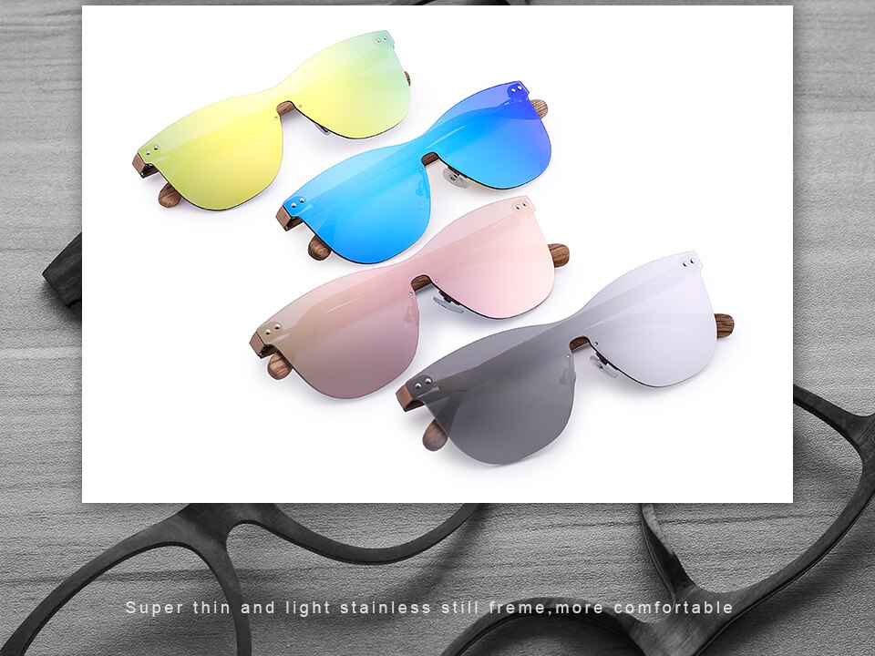 HU WOOD Brand Rimless Sunglasses Men Women Sun Glasses Natural Log Wood Frame Fishing Fishing Goggle Eyewear UV400 GR8026