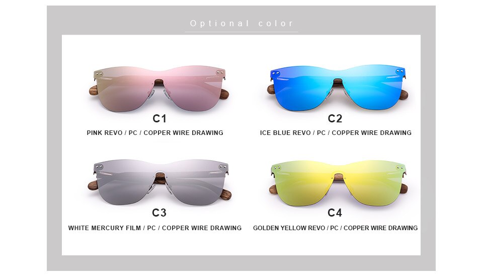 HU WOOD Brand Rimless Sunglasses Men Women Sun Glasses Natural Log Wood Frame Fishing Fishing Goggle Eyewear UV400 GR8026