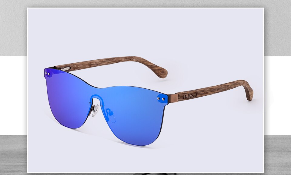HU WOOD Brand Rimless Sunglasses Men Women Sun Glasses Natural Log Wood Frame Fishing Fishing Goggle Eyewear UV400 GR8026