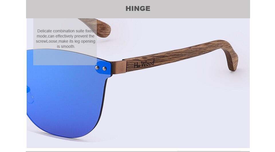 HU WOOD Brand Rimless Sunglasses Men Women Sun Glasses Natural Log Wood Frame Fishing Fishing Goggle Eyewear UV400 GR8026