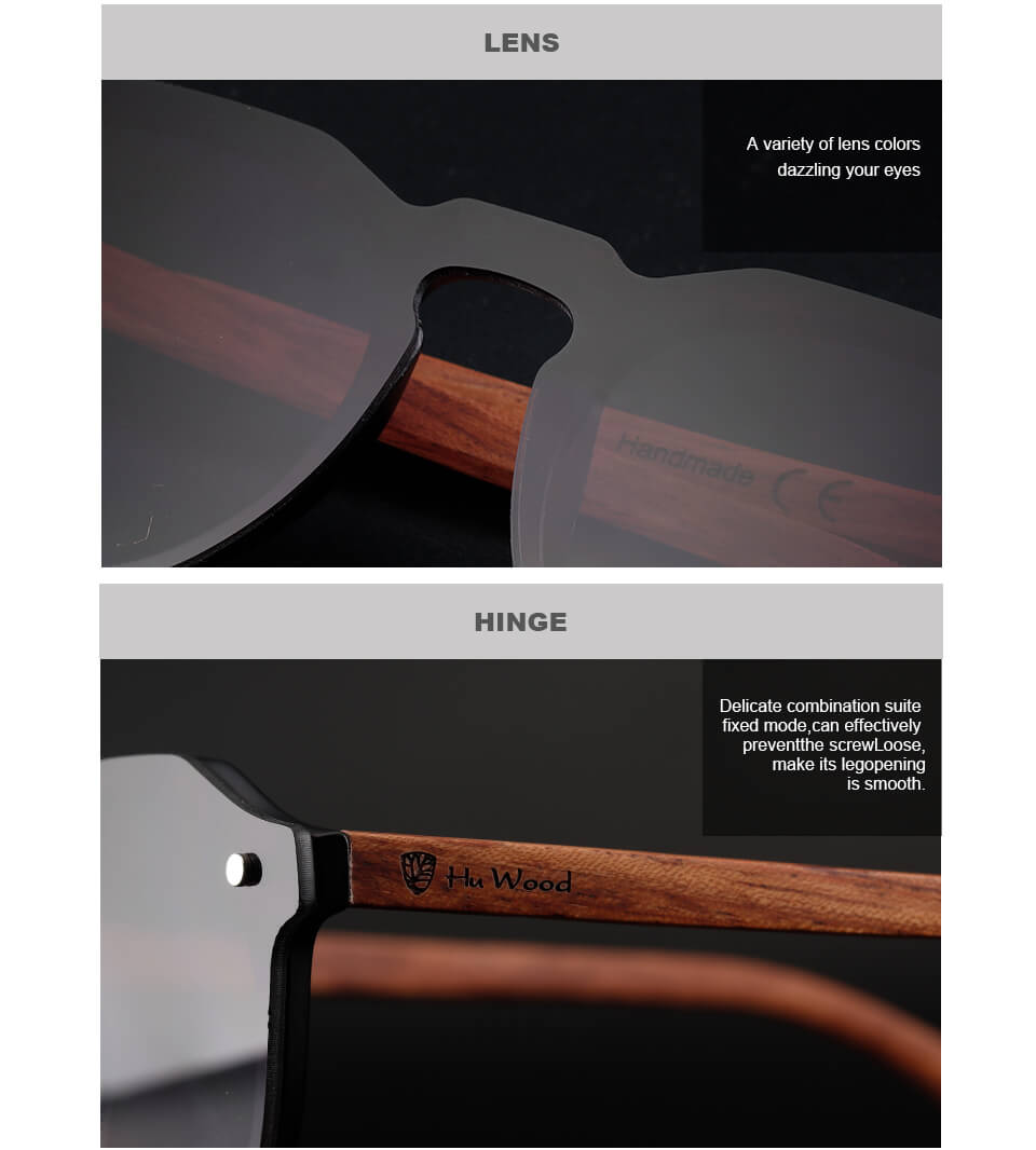 Hu Wood New Luxury Vintage Sunglasses Women Rimless Uv400 Male Classic Men's Driving Shades Male Sun Glasses