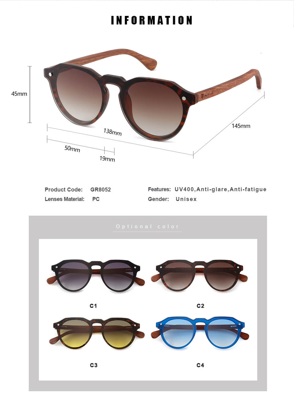 Hu Wood New Luxury Vintage Sunglasses Women Rimless Uv400 Male Classic Men's Driving Shades Male Sun Glasses