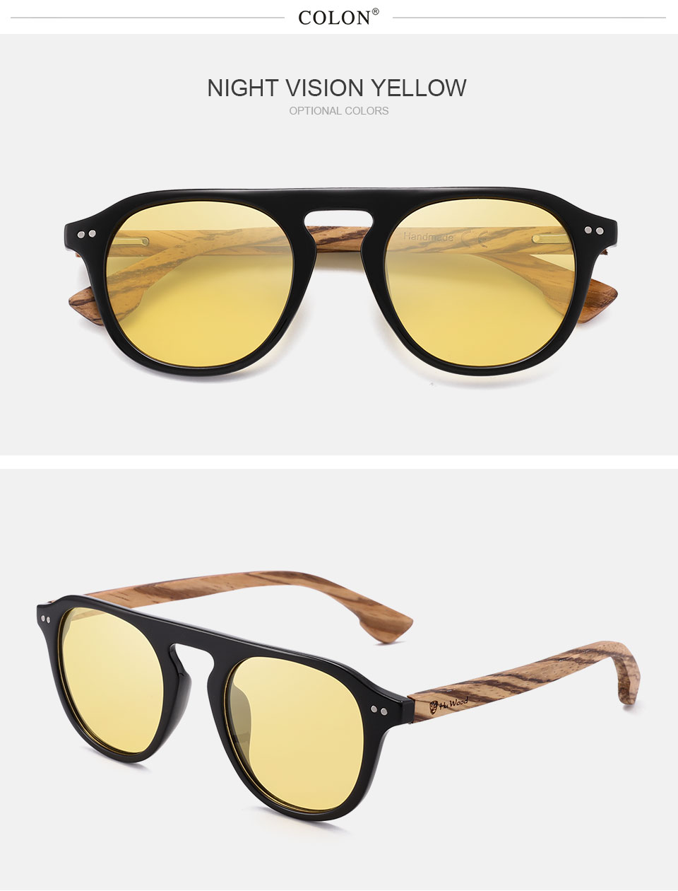 HU WOOD2022 new wooden polarized sunglasses night vision goggles driving sunglasses fashion matching items GR8057